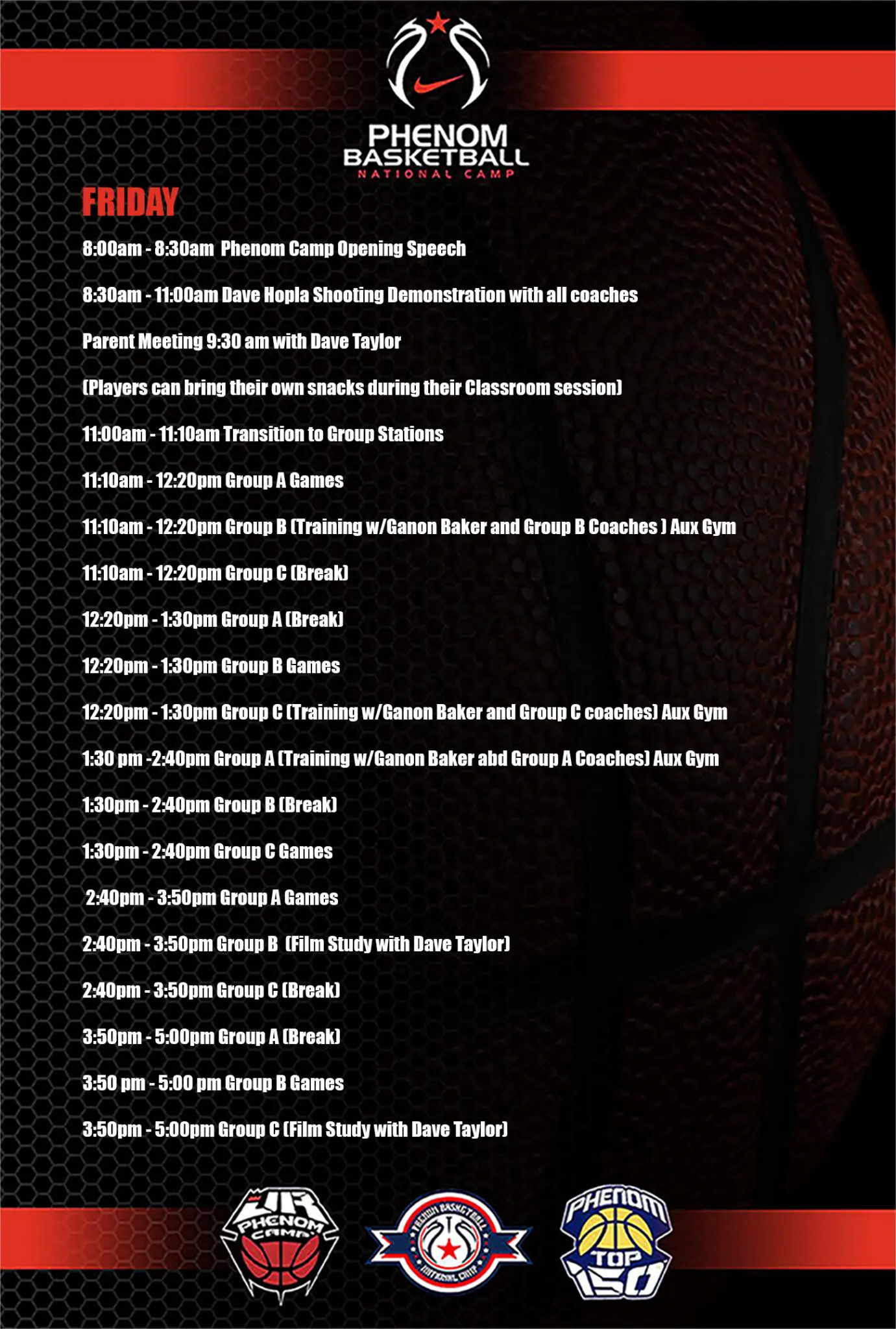 2024 revised GIRLS Friday page 2 SCHEDULE