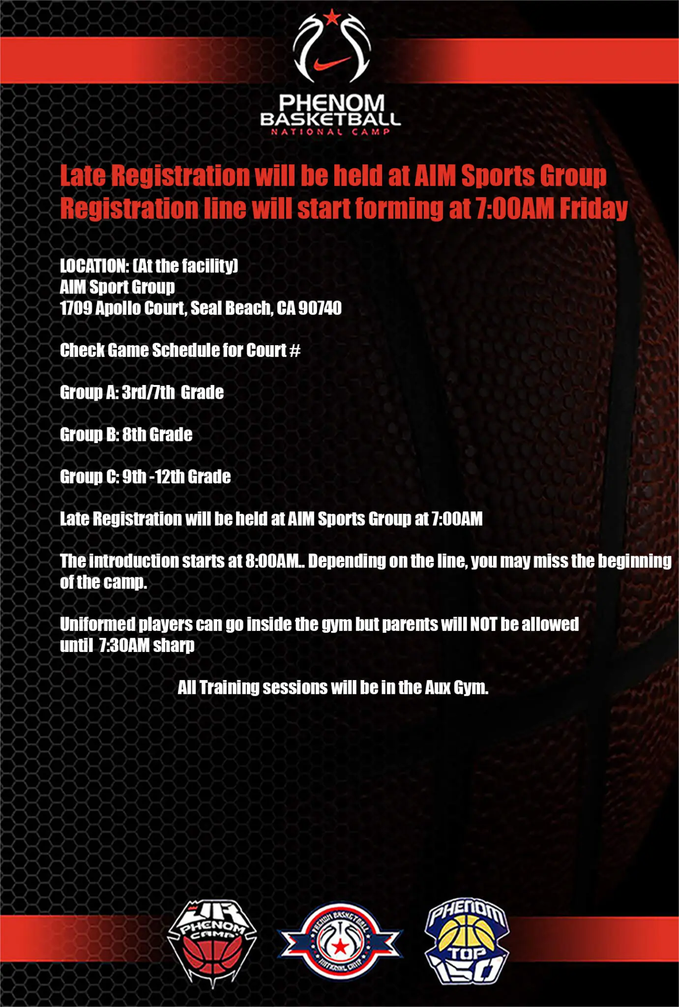 2024 Revised GIRLS Fridayy REGISTRATION SCHEDULE