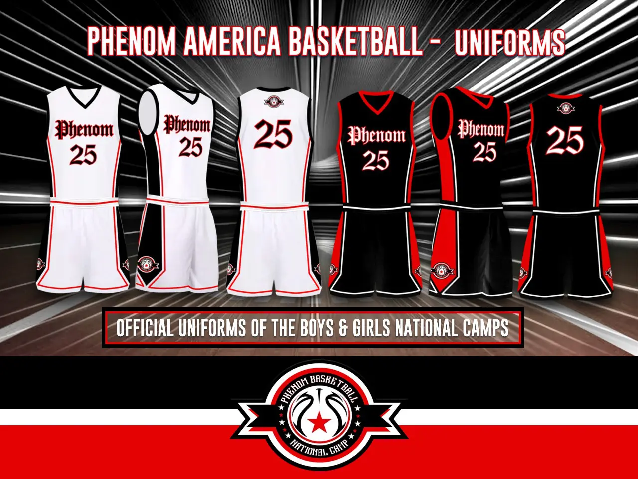 Phenom America basketball uniforms.